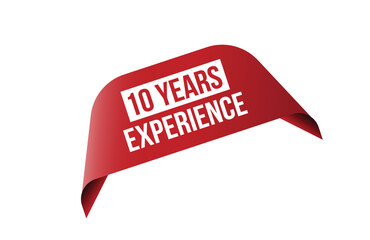 10 Years Experience red ribbon label banner.