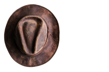 Classic cowboy hat with wide brim perfect for western themes and outdoor activities with a stylish appeal white isolate background
