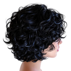 Naklejka premium Beautiful woman with curly hair radiating confidence and style against a soft background in an artistic portrait white isolate background