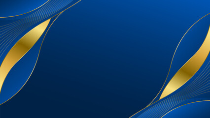 Elegant Blue and Gold Abstract Luxury Background. Modern wave design. Suitable for Invitations, awards, templates, banners, covers, posters, presentations, websites, and pages