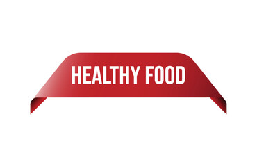 Red banner Healthy food isolated on white background.
