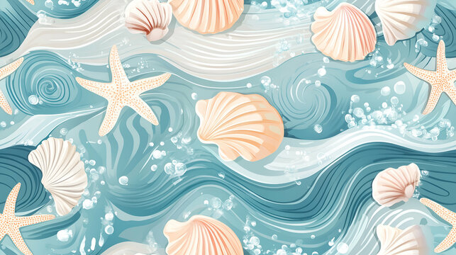 sea shells seamless pattern