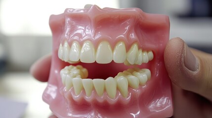 Realistic dental model showing human teeth for educational purposes in dental health and hygiene practices