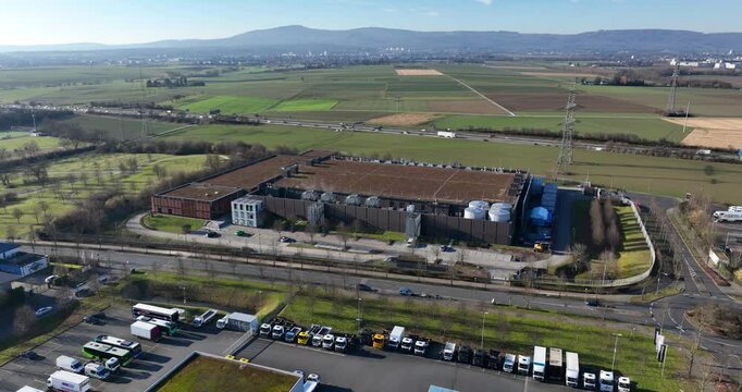 Data center complex building, the Data Center FRA-2, computing center, cloud server space. IT technology.