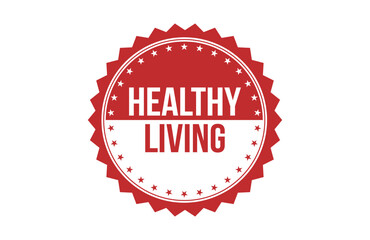 Healthy Living red ribbon label banner.
