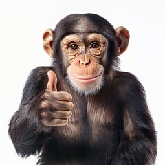 Naklejka premium A monkey giving a thumb up isolated on white background