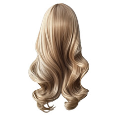 Fototapeta premium Beautifully styled blonde wig with long strands perfectly arranged for a natural look and vibrant color white isolate background