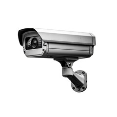 Modern security camera mounted on wall with focus on surveillance technology for enhanced safety and monitoring solutions white isolate background
