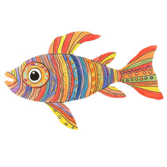 Vibrant fish with a colorful pattern swimming gracefully in clear water displaying nature's beauty and marine life diversity white isolate background