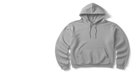 Gray Pullover Hoodie Sweatshirt Isolated on White Background for Fashion