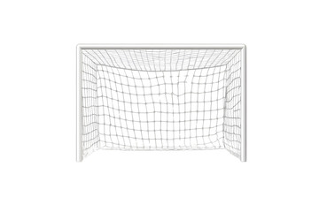 White Soccer Goal Net Isolated Background,