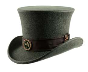 Stylish green hat adorned with a brown ribbon around the brim ideal for fashion and outdoor activities in various seasons white isolate background