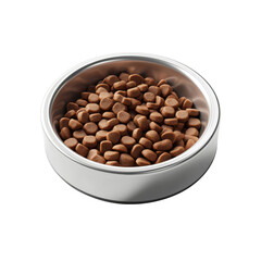 Generous bowl filled with nutritious dog food ideal for pets offering a balanced diet and wholesome ingredients white isolate background