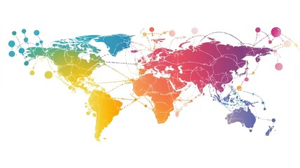 Global connectivity infographic world map digital illustration colorful network visualization abstract design conceptual art