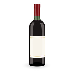 Bottle of Red Wine. Realistic Vector Illustration of a Bottle of Red Wine Perfect for Various Creative Projects