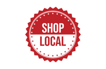 Shop local red ribbon label banner.