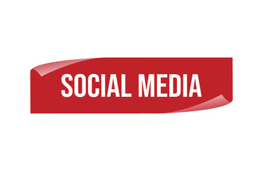 Red banner social media isolated on white background.