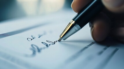 Signing important documents in an office environment close-up view professional action business concept for enhanced clarity and seo