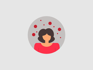 A minimalist vector illustration of a woman with dark hair