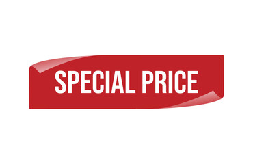 Red banner special price isolated on white background.