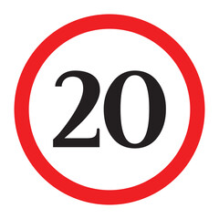 Speed limit 10, 20 km icon . Maximum speed limit 10 km per hour . Speed limit 10 km traffic sign . Vector illustration IN EPS 10.