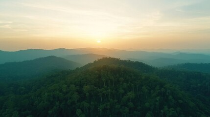 Sunset over lush hills nature landscape aerial view tranquil environment scenic beauty