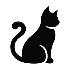 Silhouette of a seated cat. isolated vector on white background.