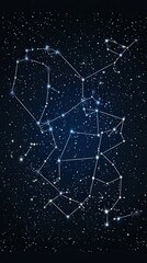 Obraz premium A vibrant illustration depicting various constellations and celestial stars