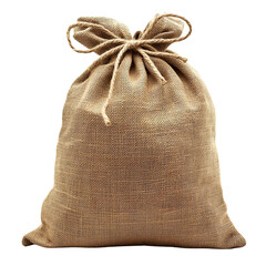 Burlap sack or sackcloth bag isolated on a transparent background
