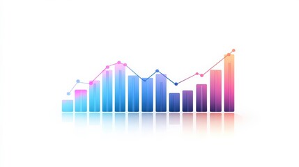 Vibrant Rising Graph Symbol on White Background
