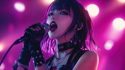 Female singer performing on stage.