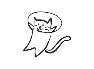 Illustration of an Space Astronaut Cat Handdrawn 