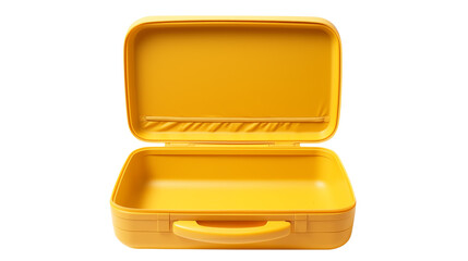 Open yellow suitcase luggage travel case empty container view