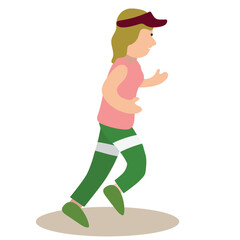 illustration of a woman wearing a hat doing jogging
