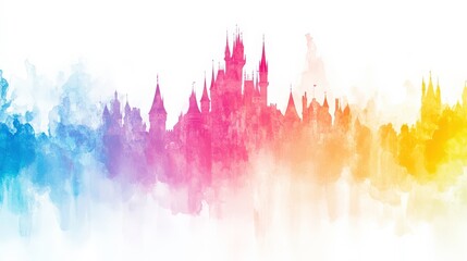 Vibrant Castle Silhouette on White Background