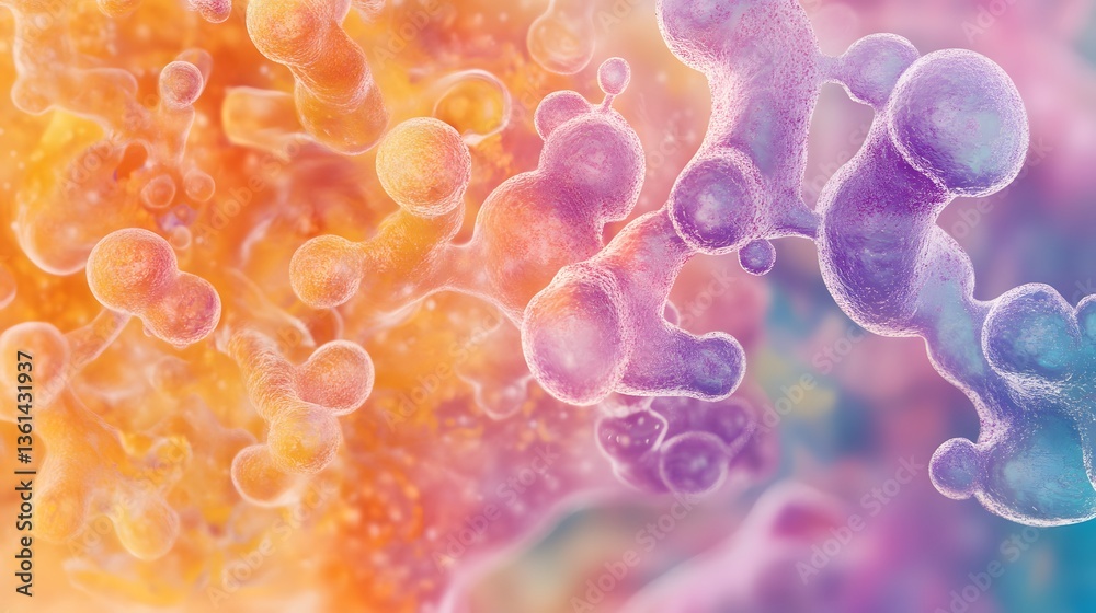 Poster abstract colorful blobs merging; vibrant background