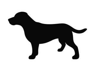 Simple black silhouette of a Labrador Retriever. isolated vector on white background.