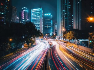 City Night Highway Light Trails.