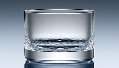 Empty short glass with textured bottom.