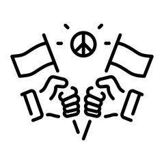 A linear style icon depicting peace flags 