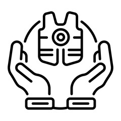 A linear style icon of a volunteers life jacket 