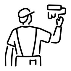 A line style icon of a wall painting character 