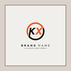 Abstract Letter KX Logo - Initial Monogram Template for Alphabet K and X