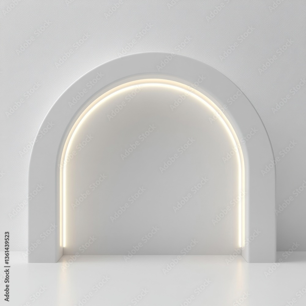 Aufkleber Minimalist White Archway with Subtle Lighting: Modern Interior Design and Architectural Element