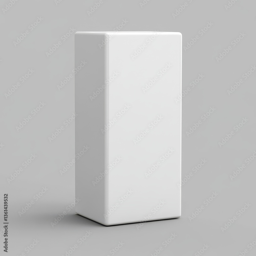 Poster minimalist white box mockup on gray background, product display stand, 3d rendering