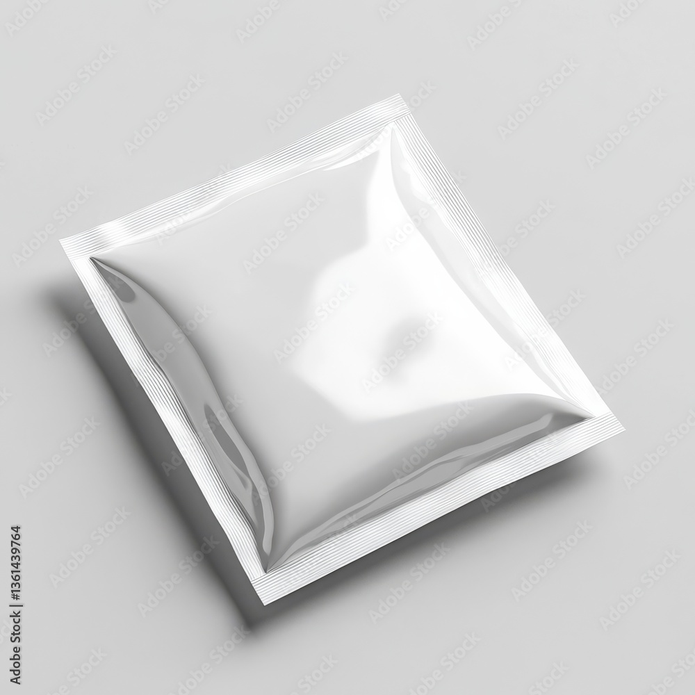 Poster minimalist white sachet mockup: clean presentation for branding and packaging design concepts, isola