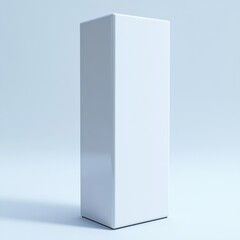 Naklejka premium Minimalist White Rectangular Prism on Light Blue Background, Simple Studio Shot, Clean Lines and Shadow