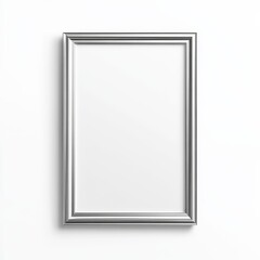 Obraz premium Silver Rectangular Picture Frame Mockup on White Wall, Ideal for Art Prints, Photos, and Home Decor Presentations.