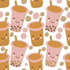 Cute Bubble Tea Seamless Pattern