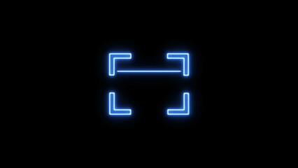 Scan QR code to loop neon bright royal blue color 4k illustration on black background.